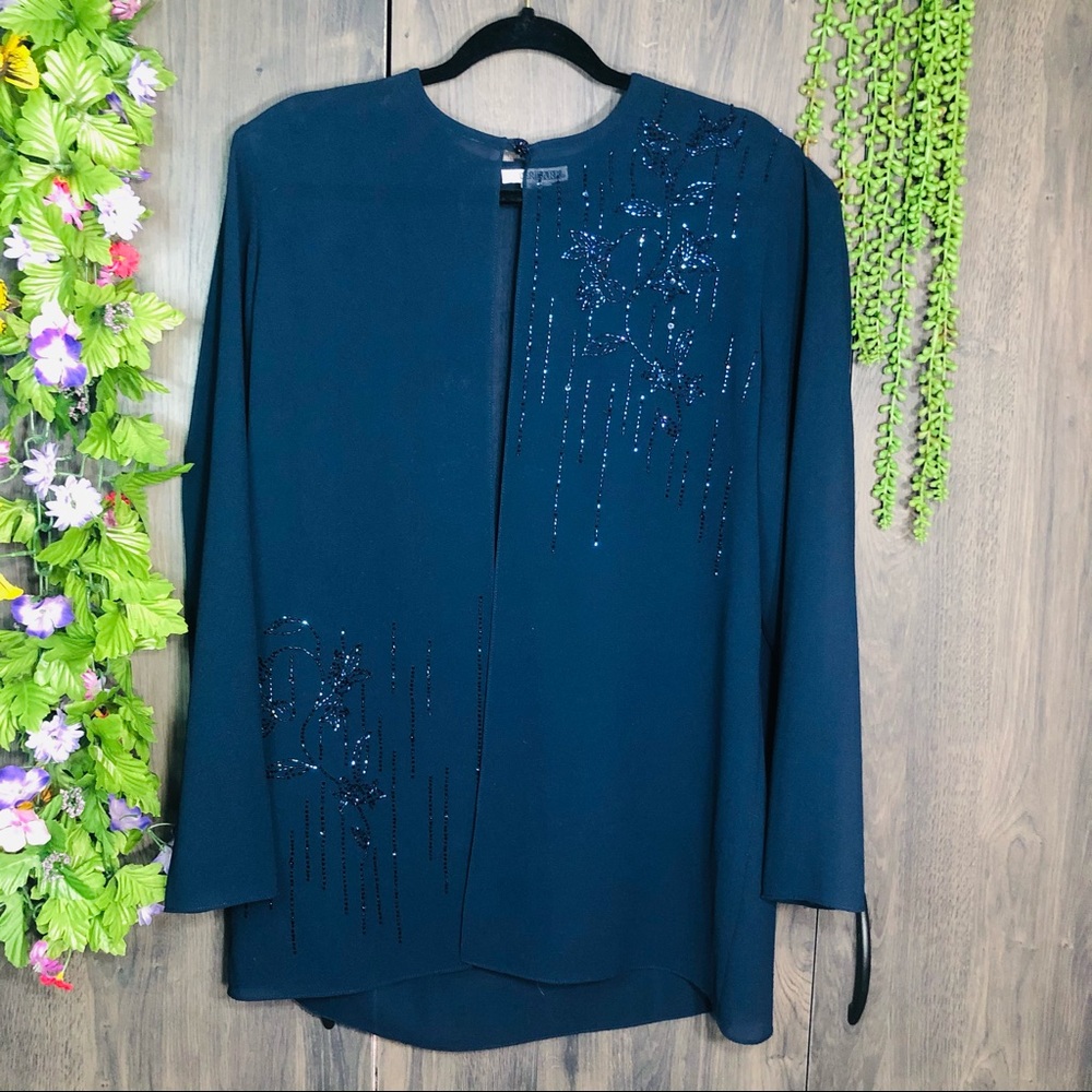 \|🌼3/$30🌼Vintage AfterDark brand Sheer Button Front Shawl Size 14/XL